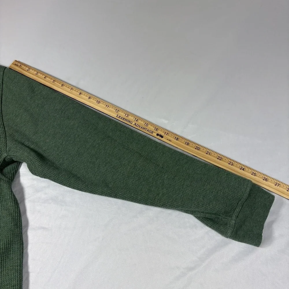 LL Bean Katahdin Iron Works Bonded Waffle Henley XLT Tall Green Sherpa Fleece